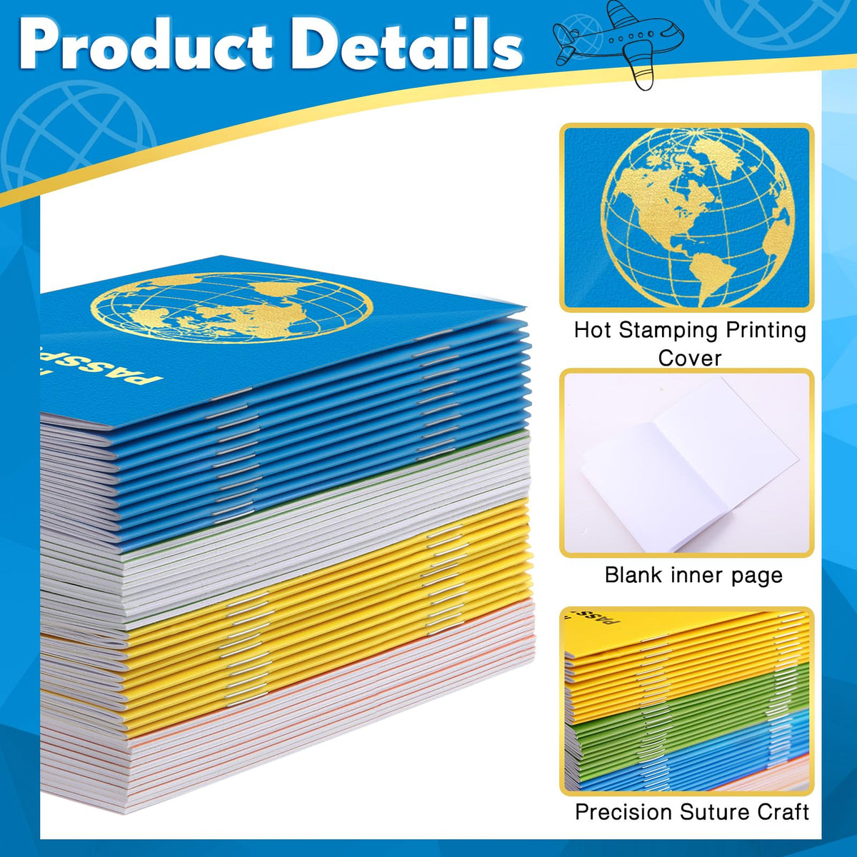 Lincia blank passport book yellow cover ideal as party favors and gifts.