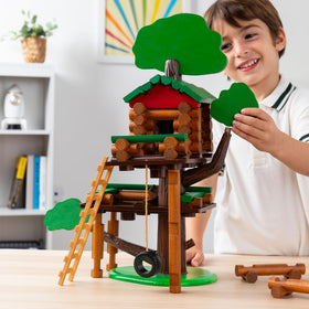 Lincoln Logs 2-Tier Tree House side view showing openable windows