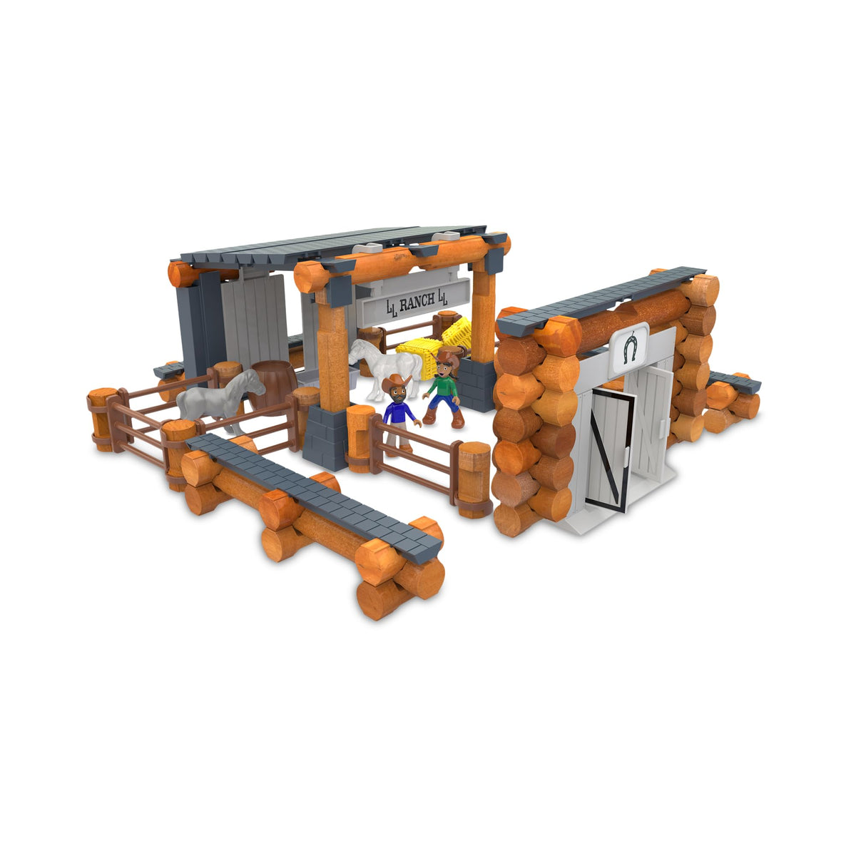 Lincoln Logs Big Sky Ranch figures invite storytelling with four characters for playful adventures.