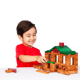Lincoln Logs collectible tin stores all pieces for tidy cleanup.