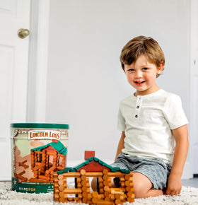 Lincoln Logs colorful stained logs evoke cabin nostalgia during playtime.
