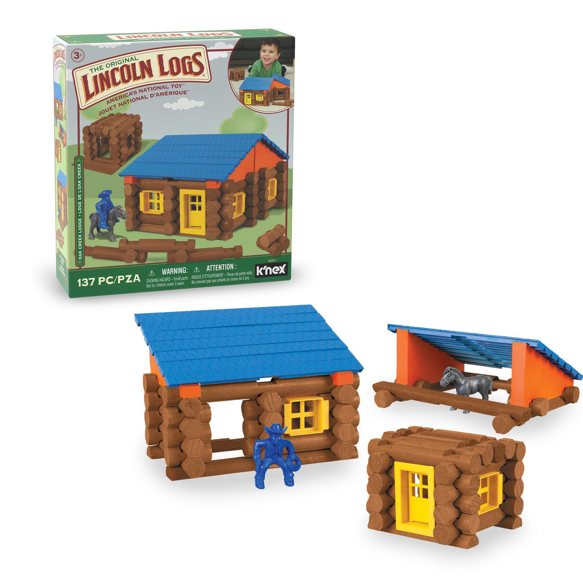Lincoln Logs Oak Creek Lodge, 137 pieces, enhances fine motor skills through building