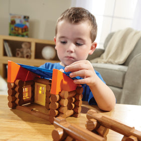 Lincoln Logs Oak Creek Lodge cowboy and horse figures inspire imaginative Western scenes