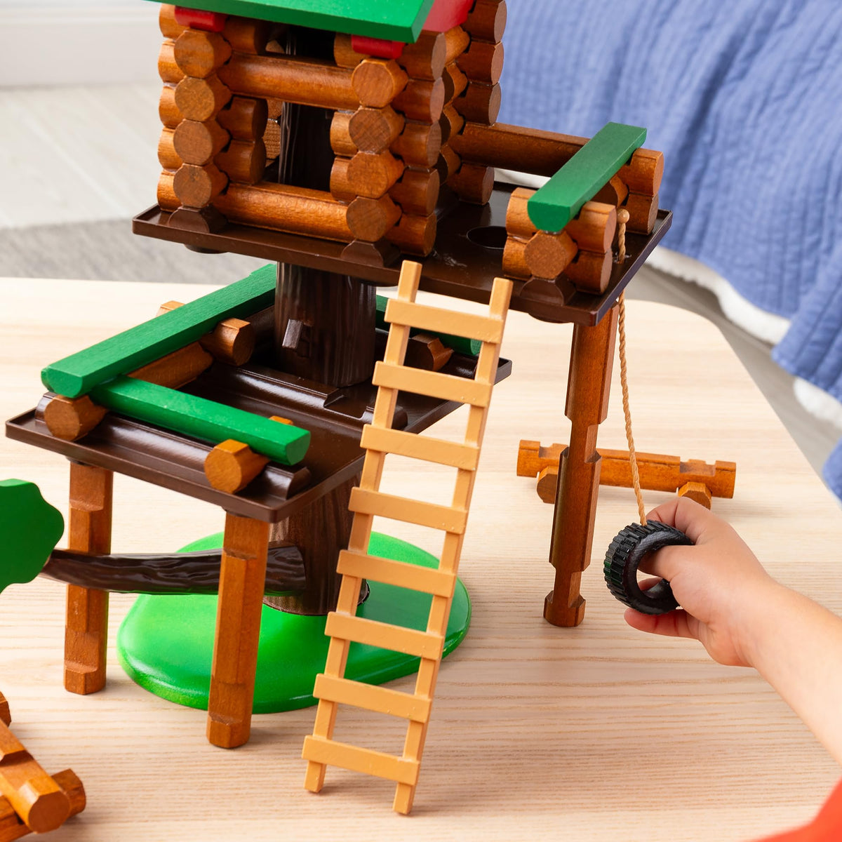 Lincoln Logs ladder and canopy components for tall, interactive play
