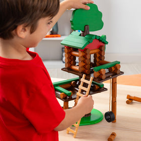 Lincoln Logs tree trunk and branch pieces enabling sturdy builds