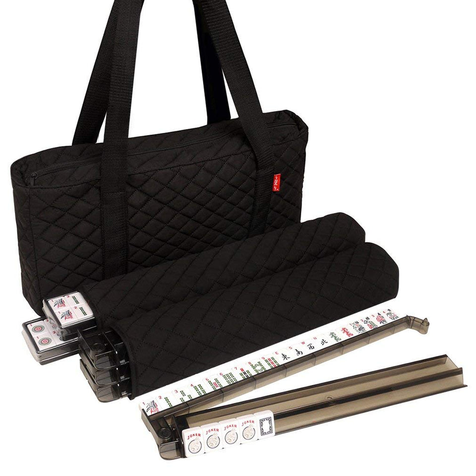 Linda Li American Mah Jongg Set in a black quilted bag, portable for game nights