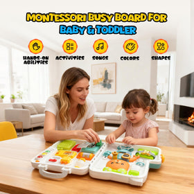 LINEQIC Busy Board sliding-windows promotes hand-eye coordination through sliding