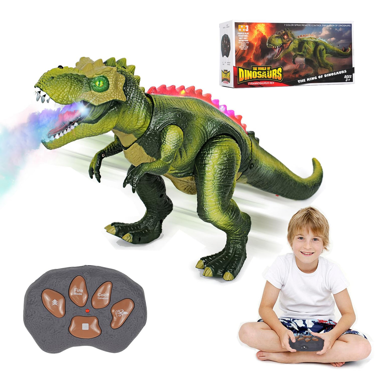 LINEQIC remote-control dinosaur with fog spray delivers immersive misty playtime.