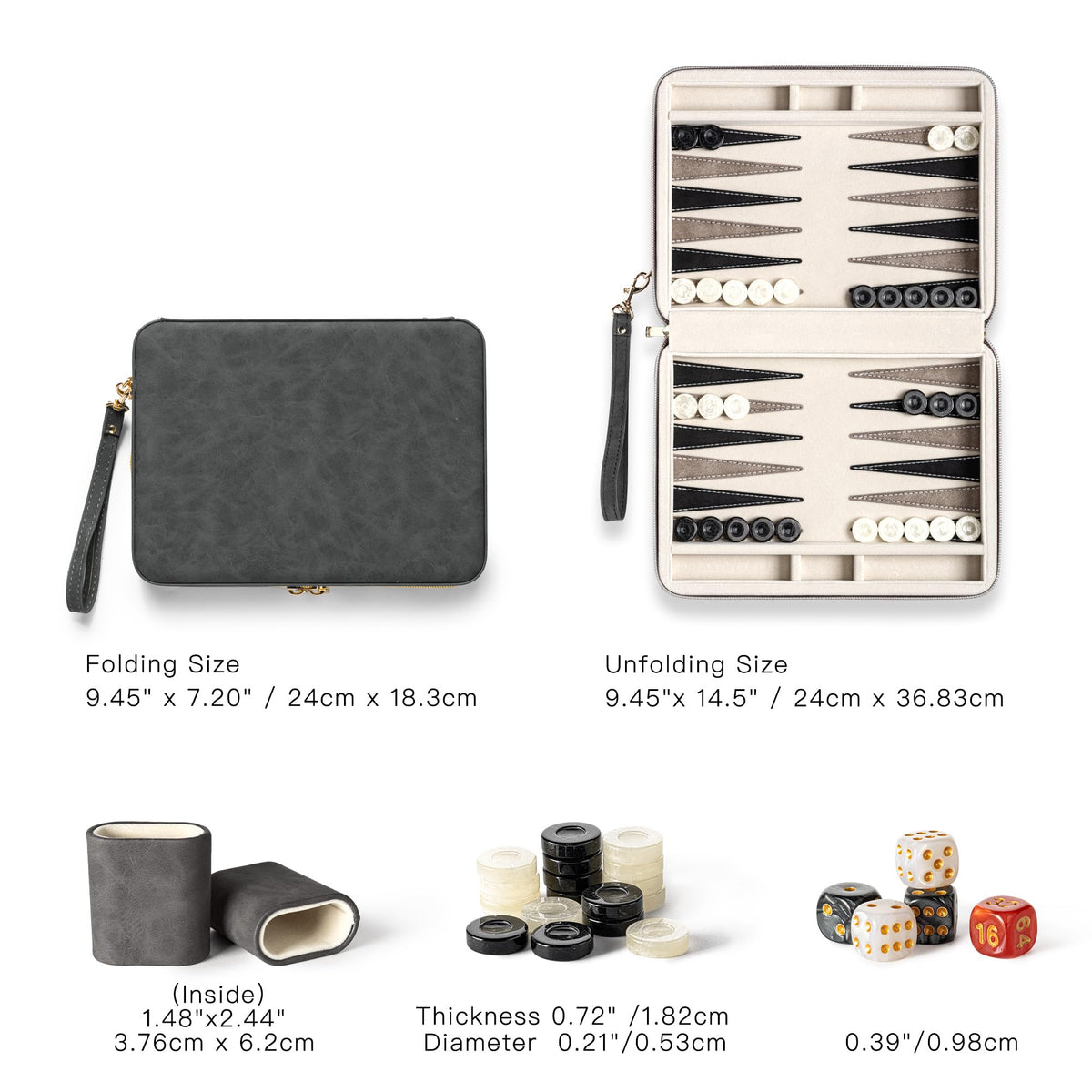Lingle backgammon board open to a full play surface.
