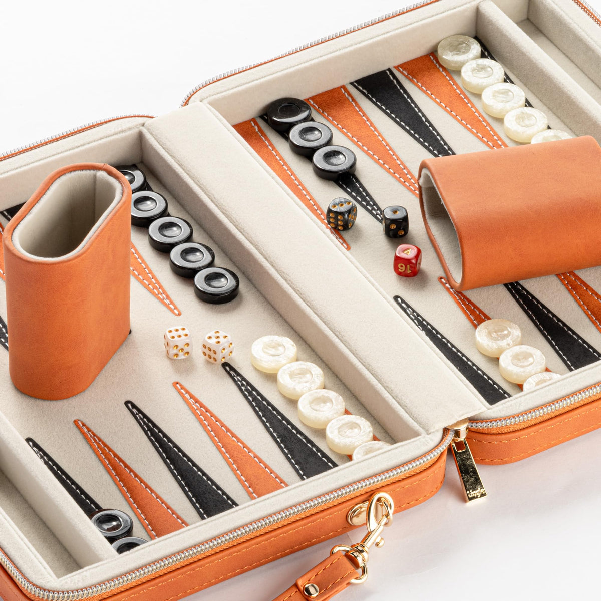 Lingle backgammon 30 faux horn chips, tactile play pieces