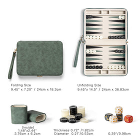Lingle backgammon green dice cups neatly stored