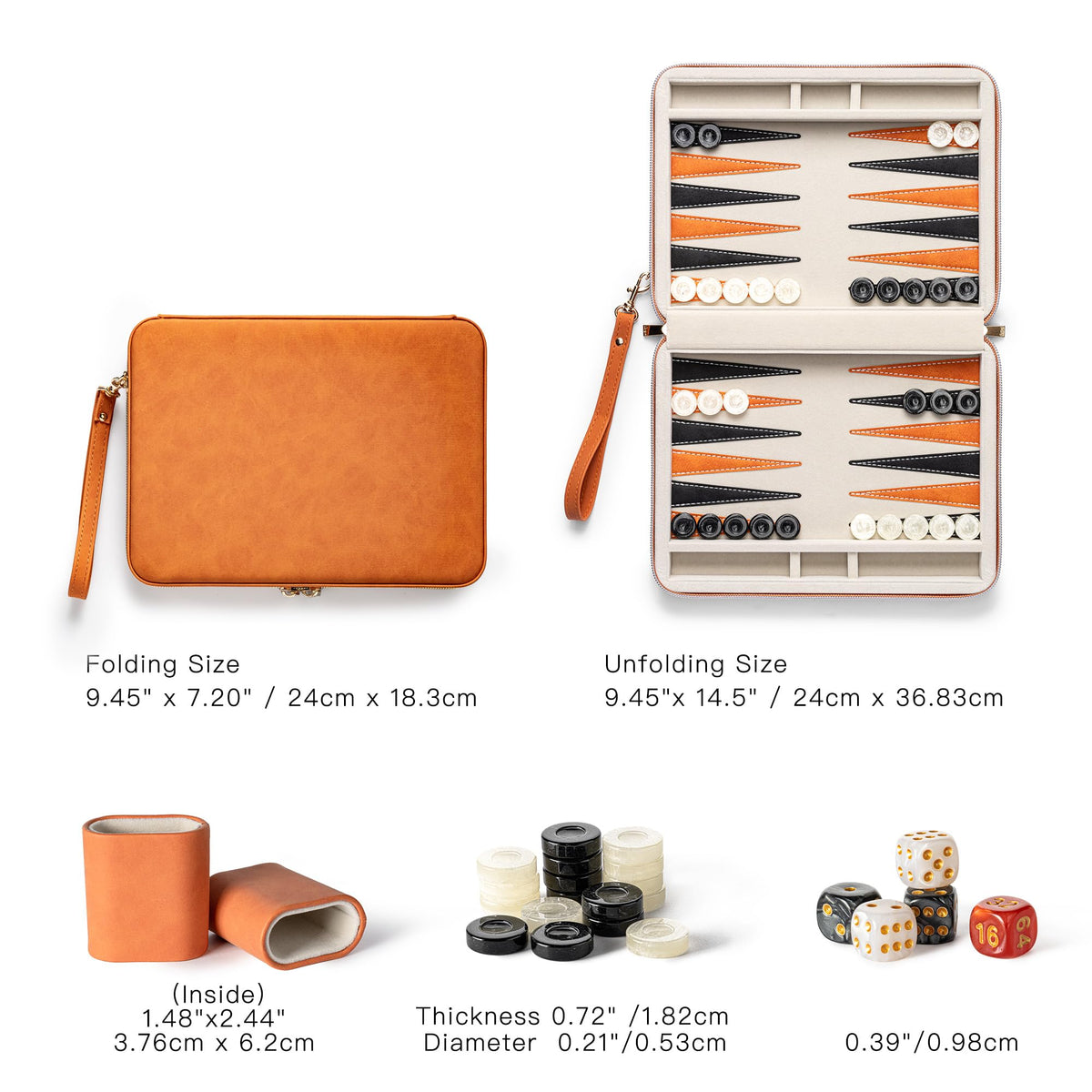 Lingle backgammon dice cups, convenient dice storage