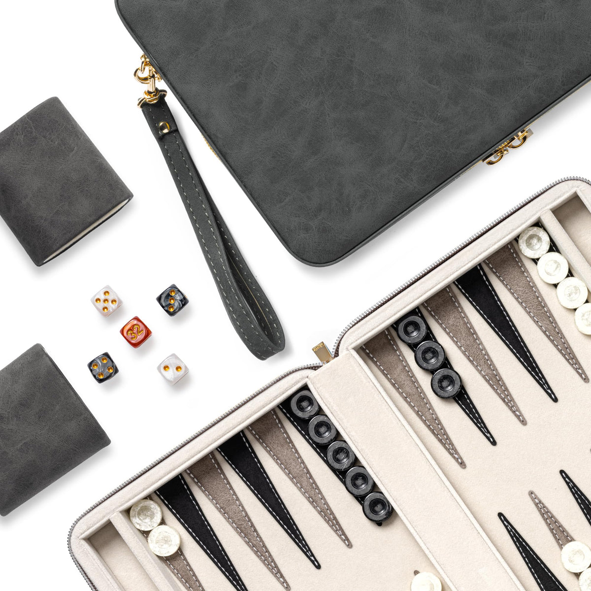 Lingle backgammon set case closed for travel and storage.