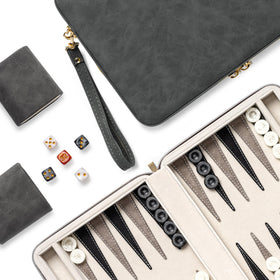 Lingle backgammon set case closed for travel and storage.