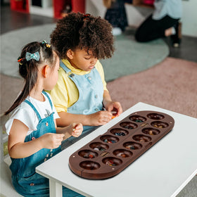 Lingle Deluxe portable Mancala ready for travel on the go.