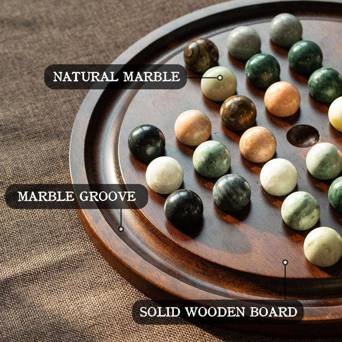 Lingle Deluxe 32 natural marble balls for refined gameplay.