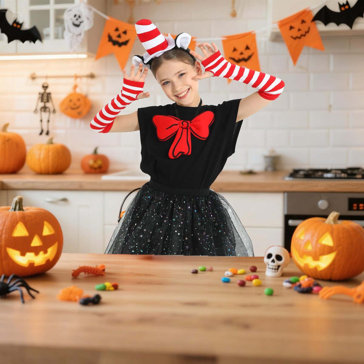 Lingway Toys girls cat costume tutu skirt with fluffy star-tulle and sequins