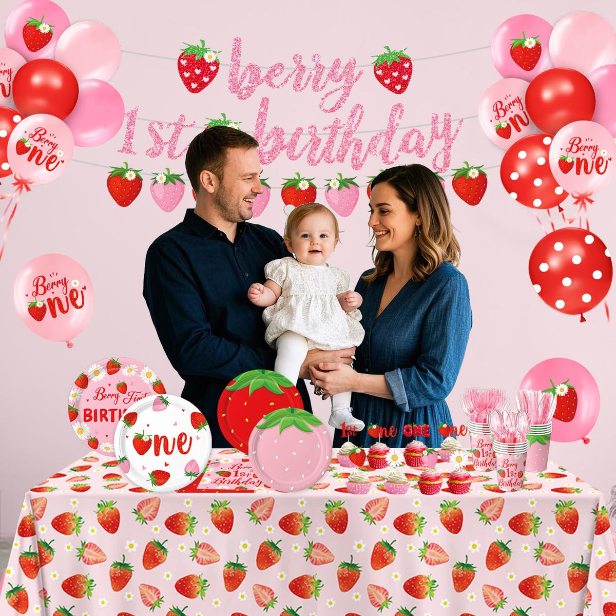Linhaxm Berry First cupcake toppers finish the dessert table vibe