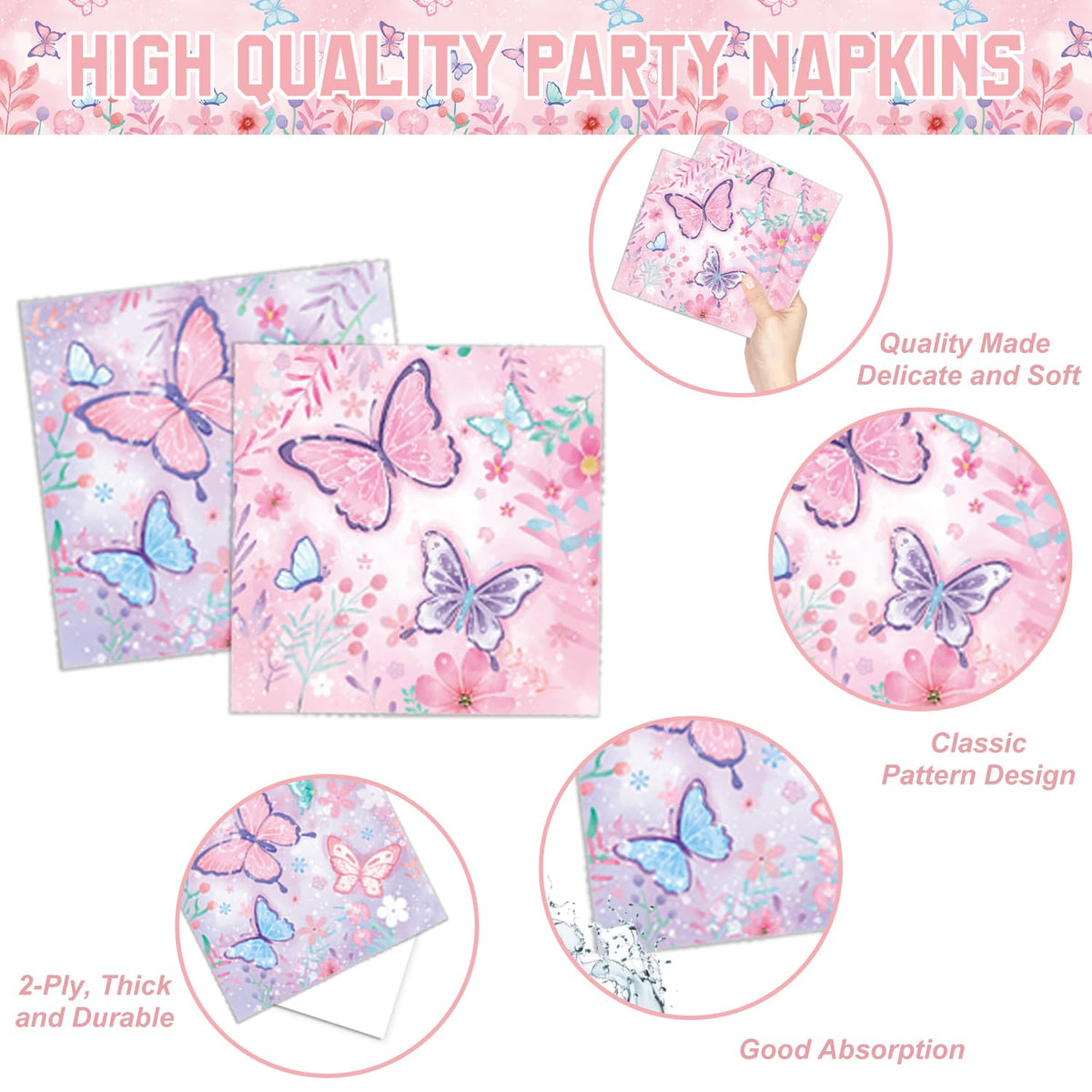 LINHAXM butterfly napkins soft and absorbent for any party moment.