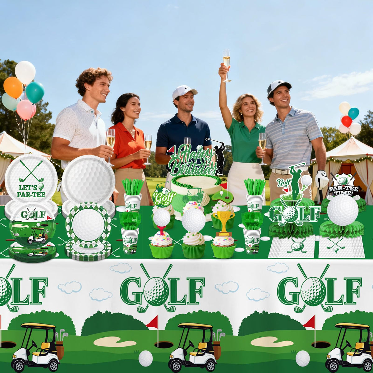 LINHAXM golf honeycomb centerpieces create vertical interest on tabletops