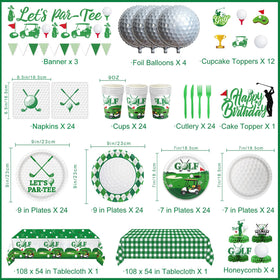 LINHAXM golf birthday napkins match the green theme for cohesive dining