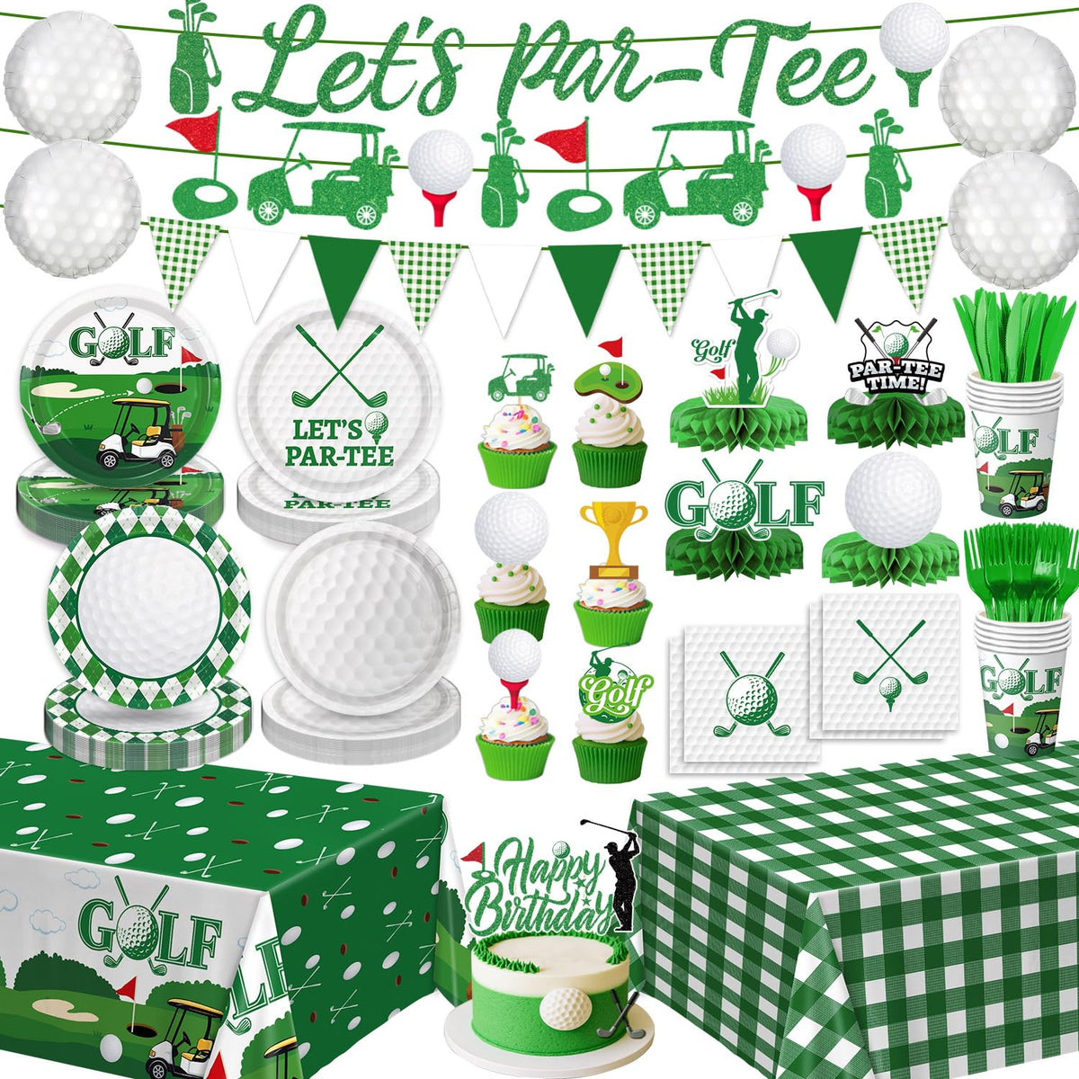 LINHAXM golf birthday dinner plates for a stylish party table