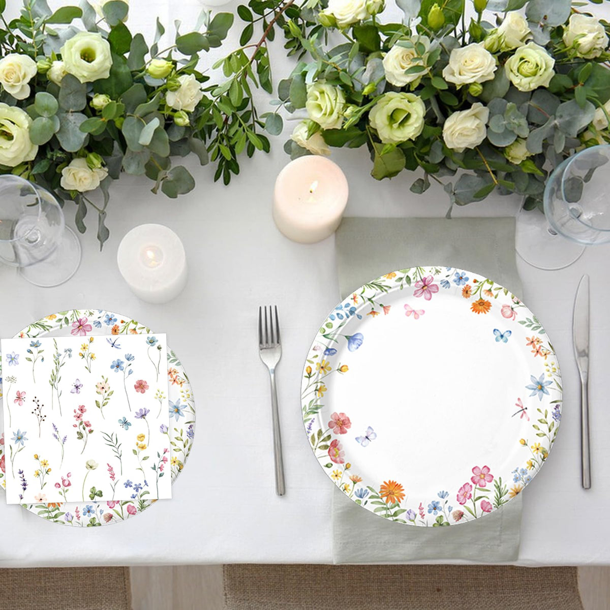 LINHAXM Spring Wildflower Napkins catch spills while enhancing table decor