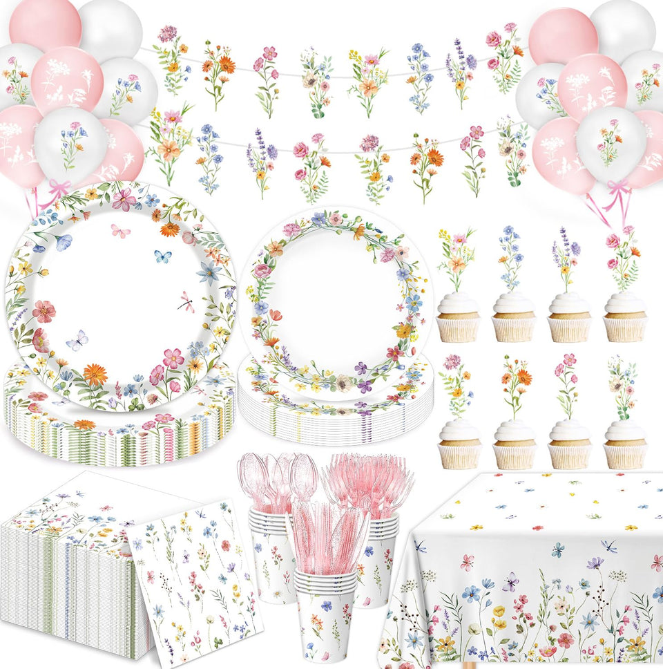 LINHAXM Spring Wildflower Plates 9-inch for colorful party dining and easy serving
