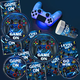 LINHAXM cups provide sturdy drinkware for kids' gaming parties.