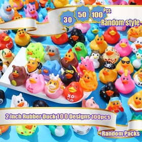 LINICE 2-inch rubber ducks close-up for toddlers' safe bath toys.