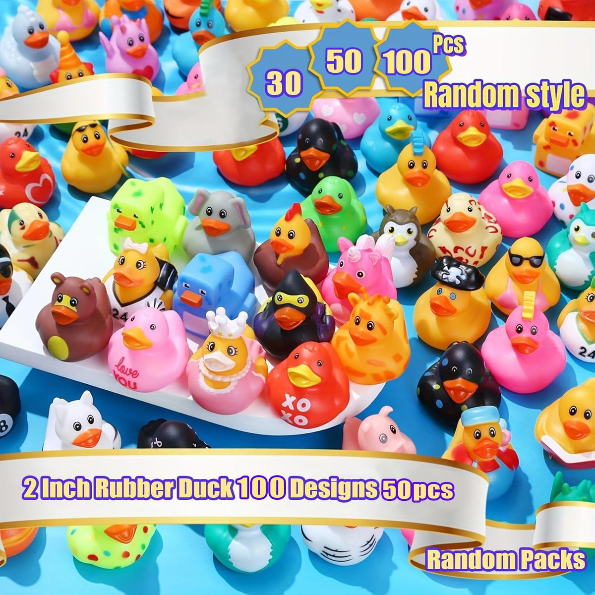 LINICE 2-inch mini ducks bath toys for small hands and splashy play