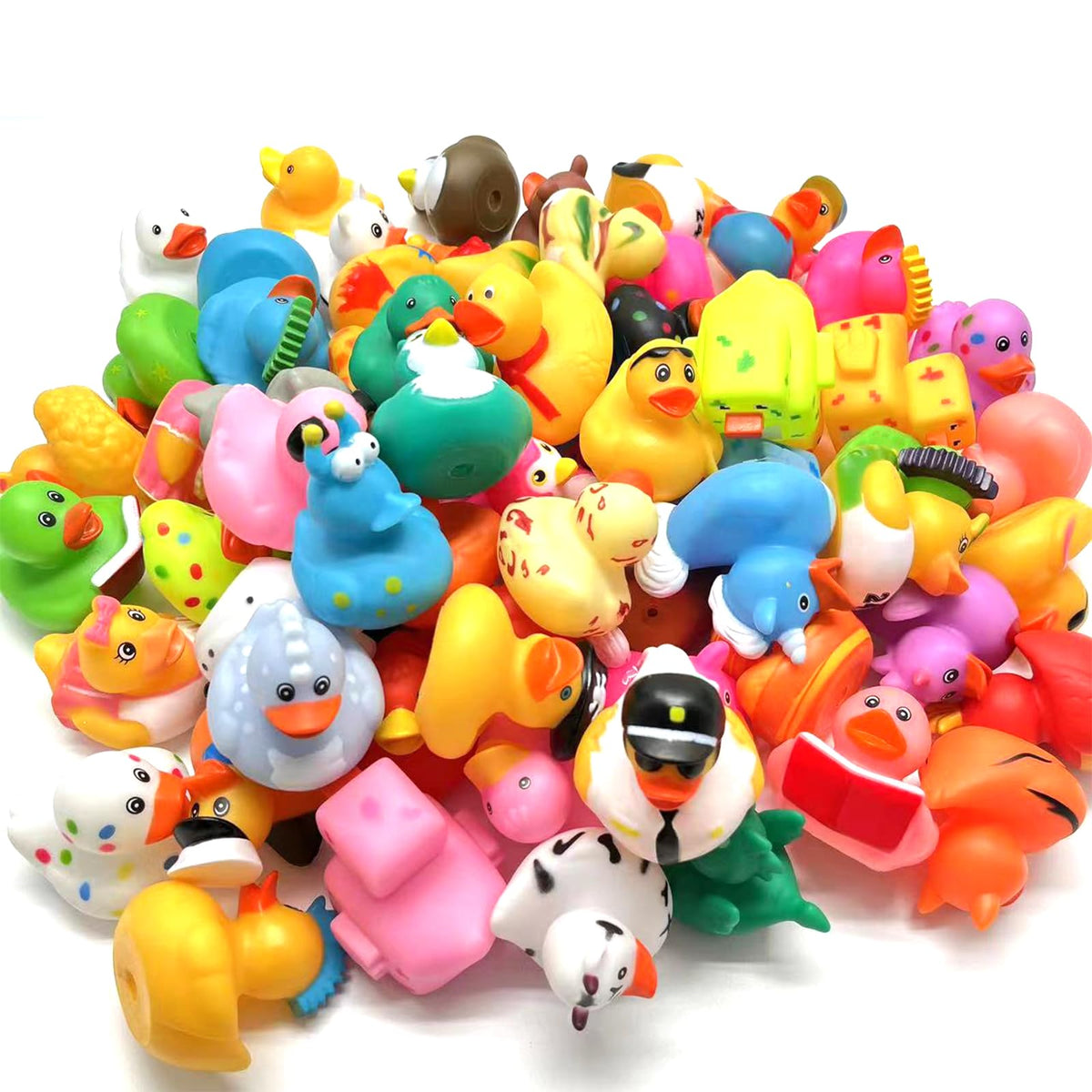 LINICE random assortment rubber ducks for bath time fun and decor.