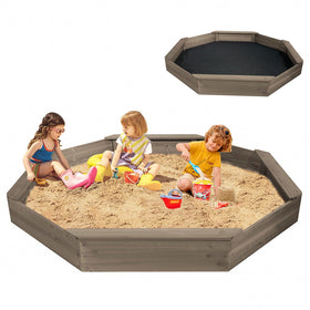 Lininyhao octagonal sandbox with cover shown in coffee finish, inviting group play and digging.