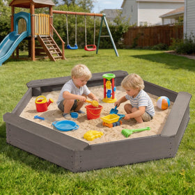 LININYHAO sandbox with stable construction supports lasting backyard fun