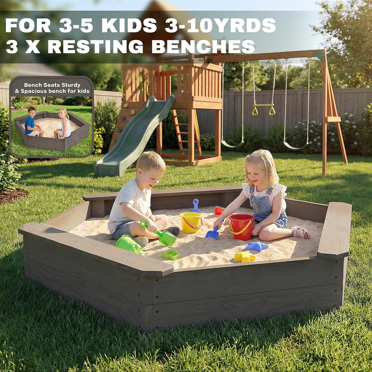 LININYHAO three-benches design provides seating for kids and adults