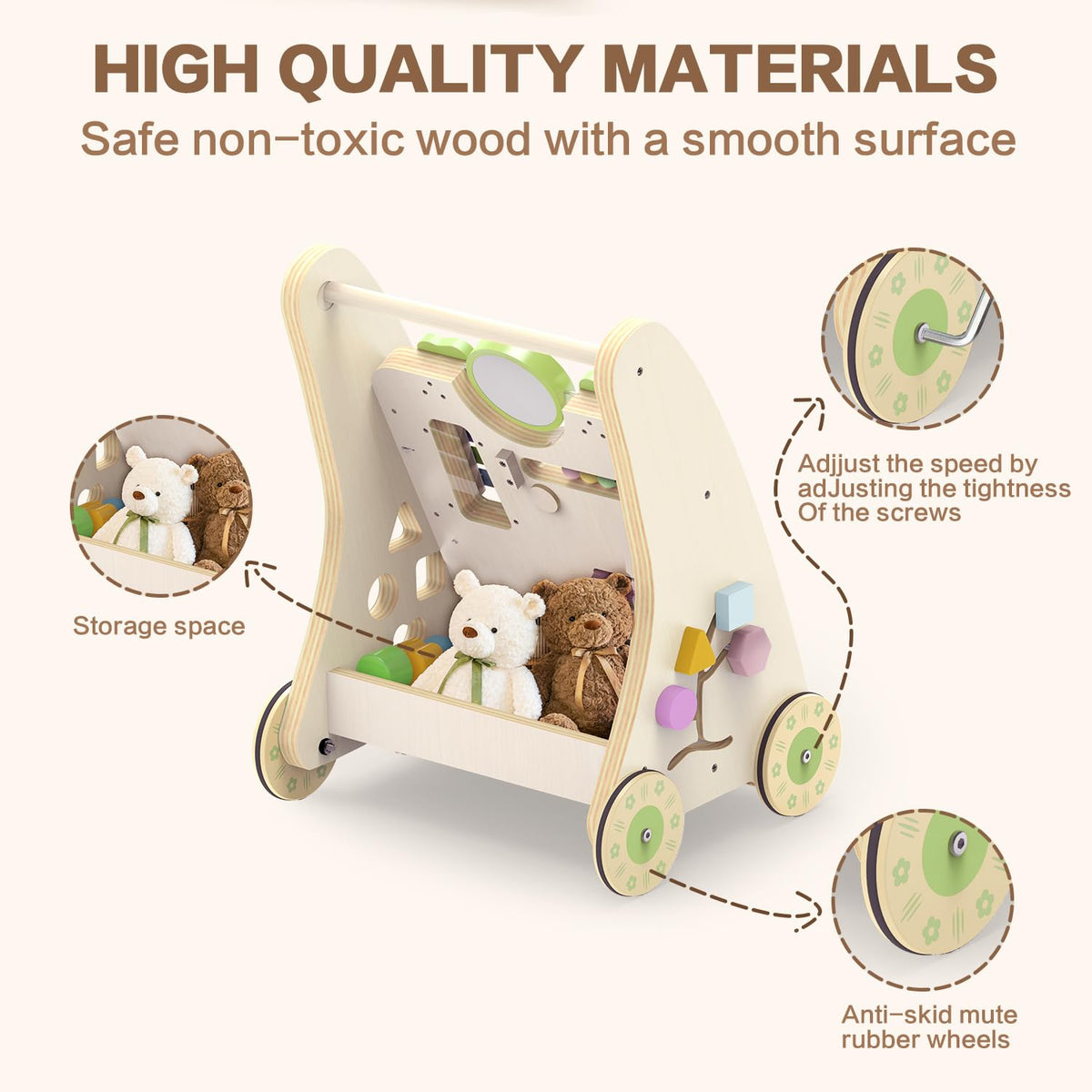 LININYHAO natural finish walker ready as a thoughtful baby gift.