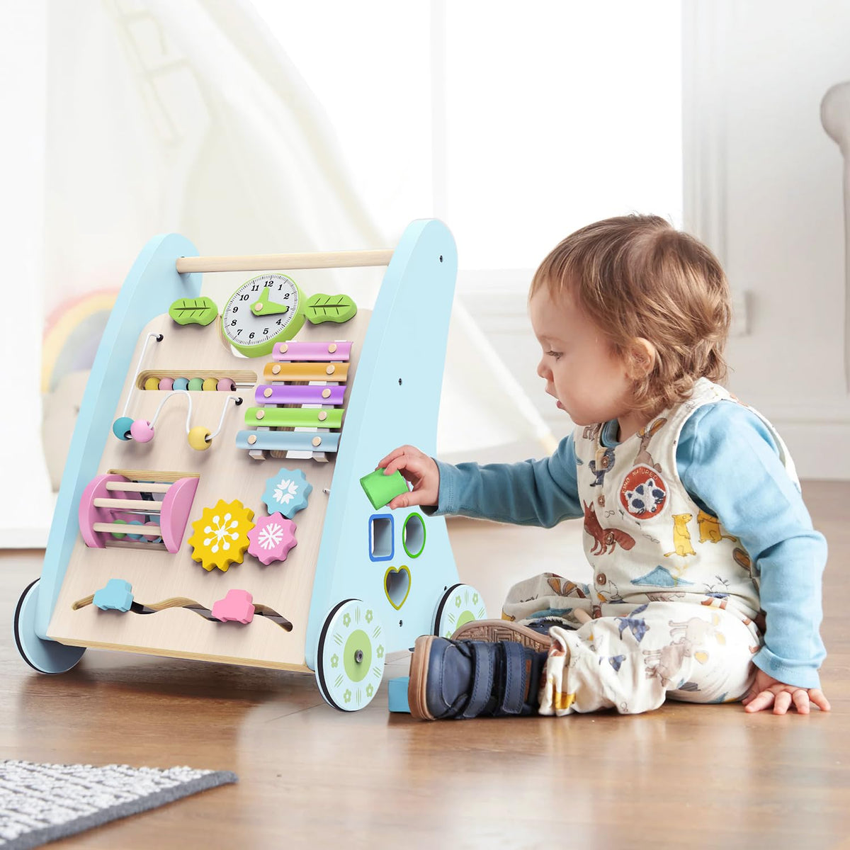 LININYHAO walker with floor-friendly wheels protects floors during smooth movement.