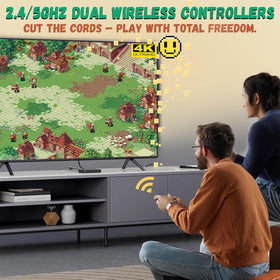 LINIREAU two wireless controllers support couch co-op and multiplayer.