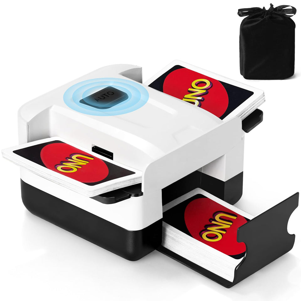 LinkBolt one-touch shuffle front view enables quick deck reshuffles for poker nights