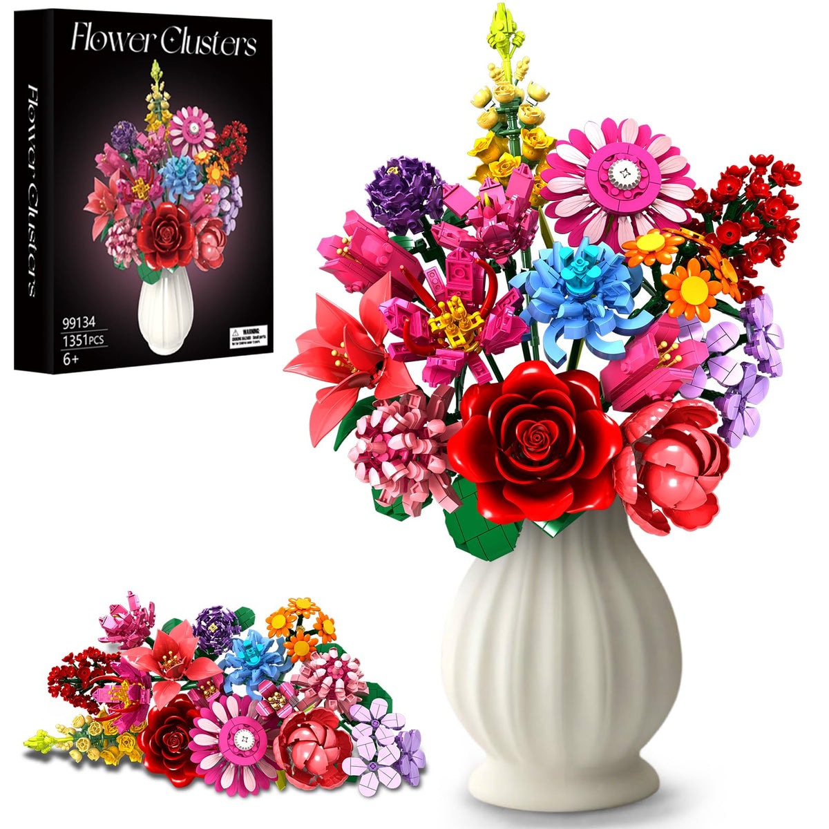 Linkowin flower bouquet building set red roses centerpiece for lasting home decor