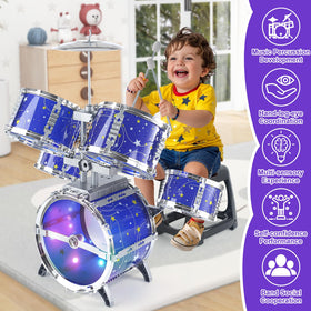 LinseyFun upgraded kids drum set stool provides safe seating for little performers.