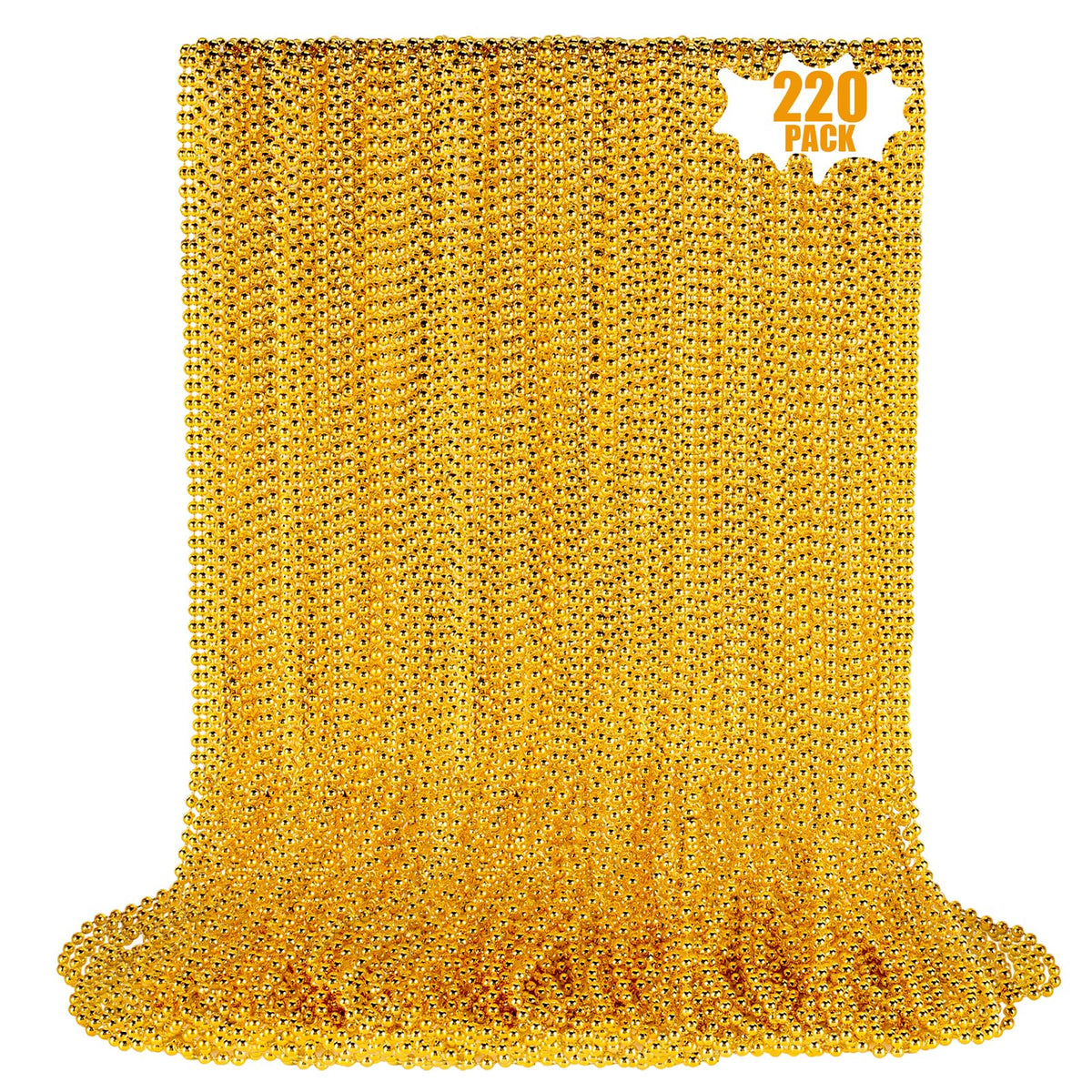 LINSIRON gold bead necklace 33in, ideal parade accessory for bold Mardi Gras looks.