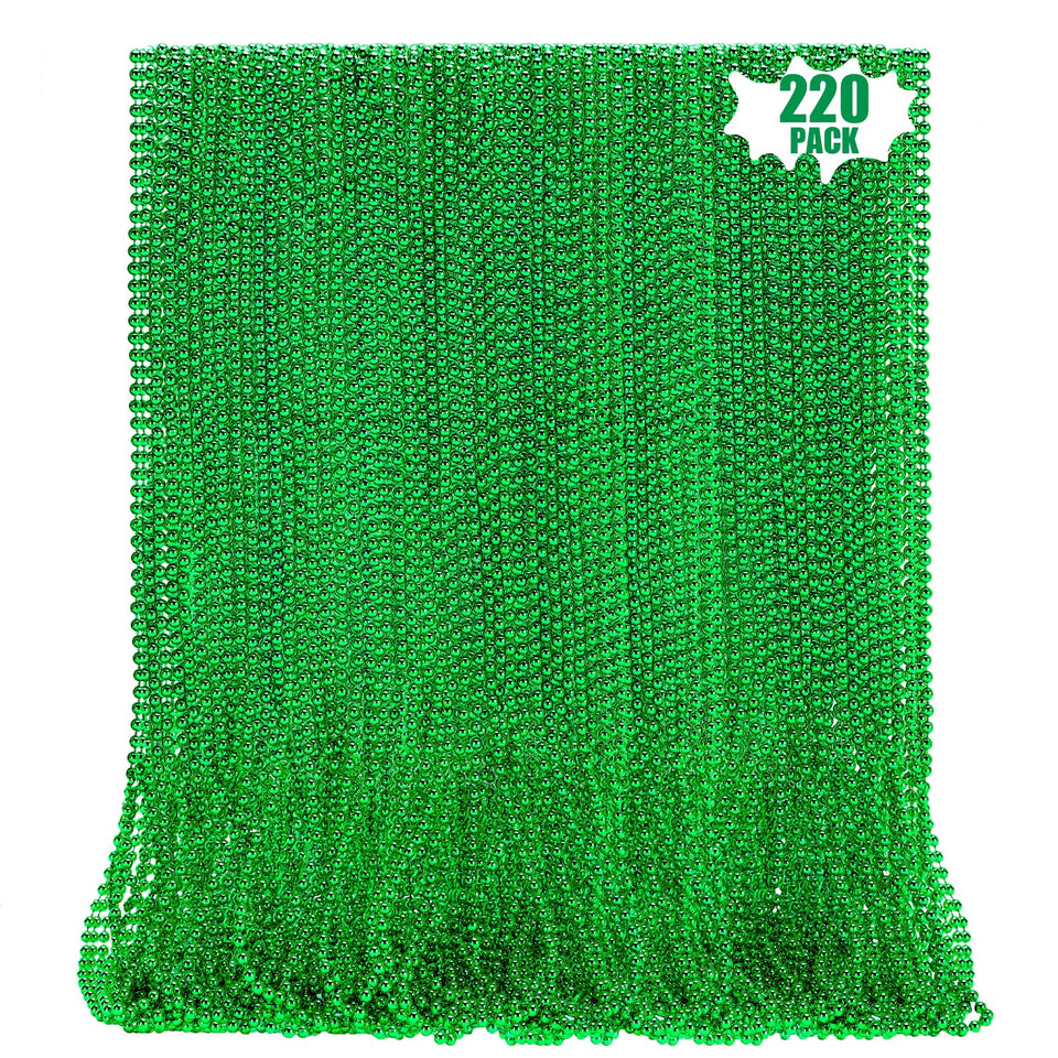 LINSIRON green St Patrick's Day beads necklace 33 inches for festive wear