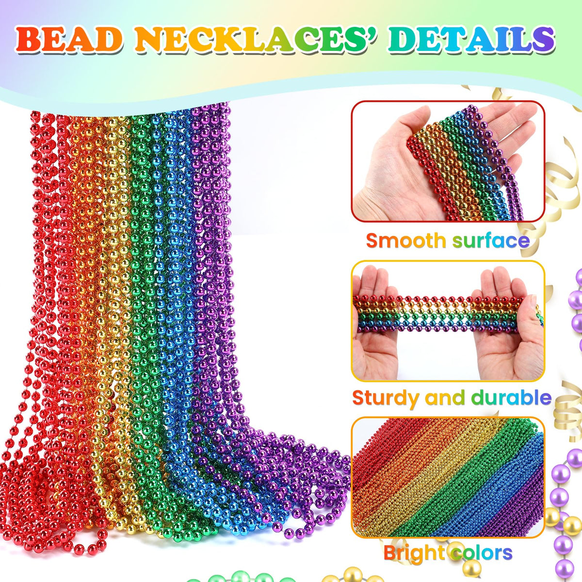 LINSIRON pride beads necklaces measure 33 inches for versatile styling
