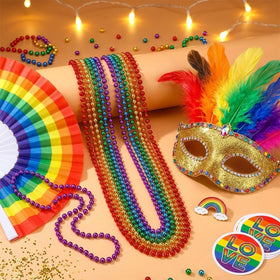 LINSIRON Pride beads necklaces durable plastic construction resists fading