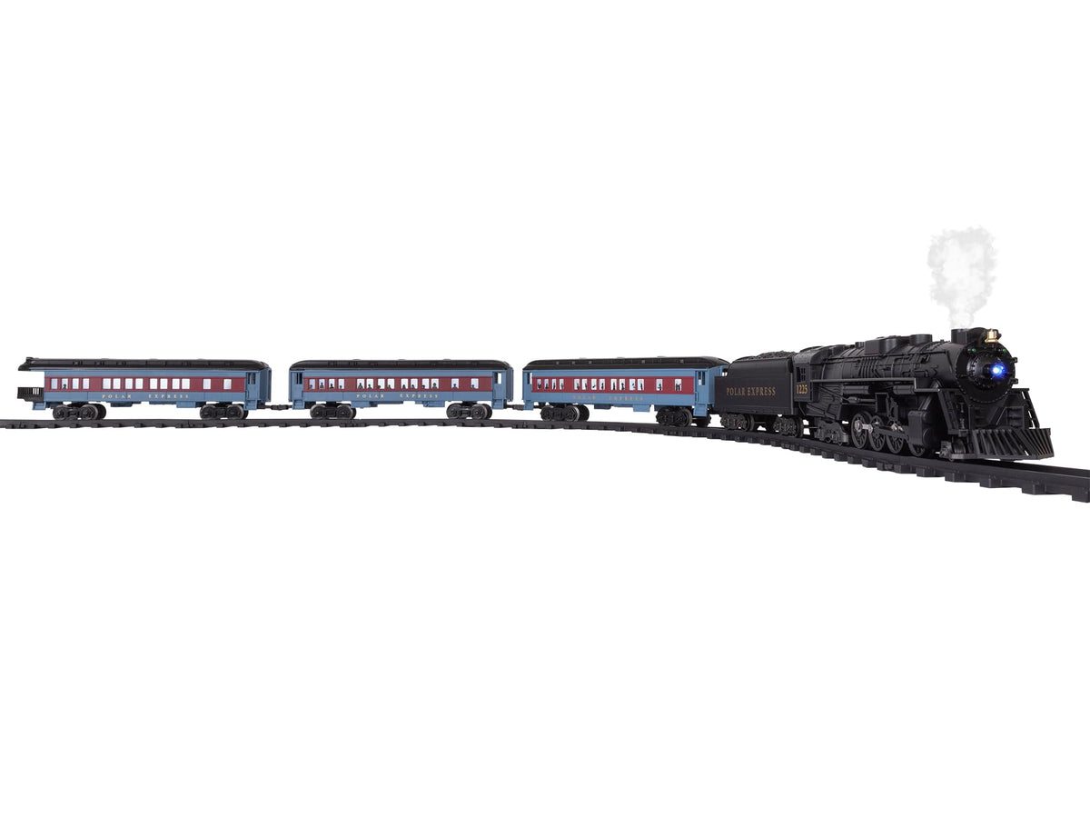 Lionel Polar Express locomotive front view with authentic detailing and headlights.