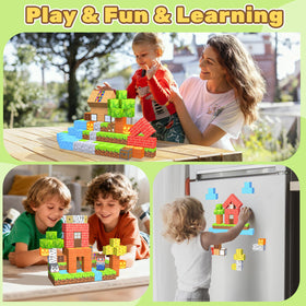 STEM sensory play setup with LionFuny magnetic blocks