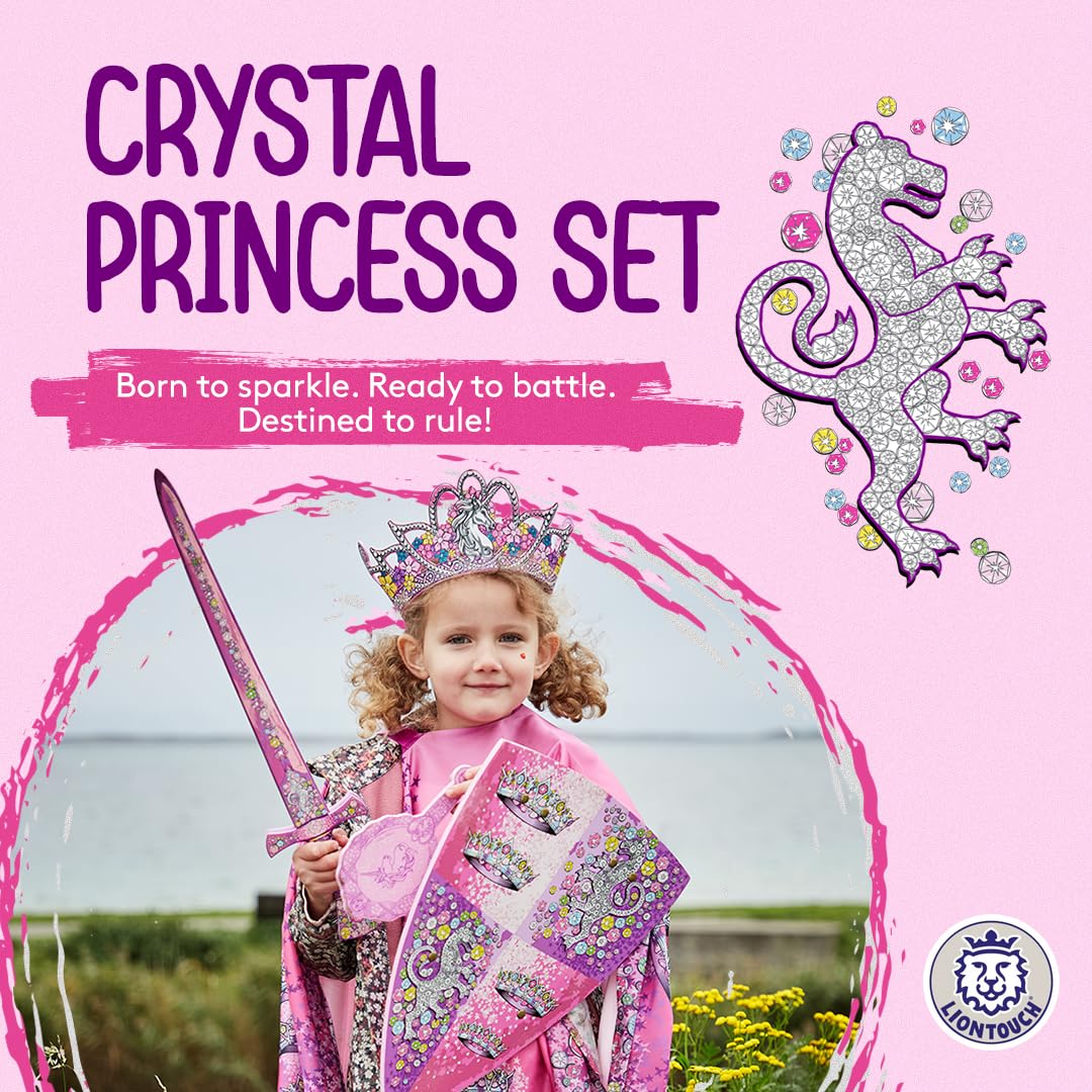 Liontouch Crystal Princess shield silver for durable dress-up and storytelling