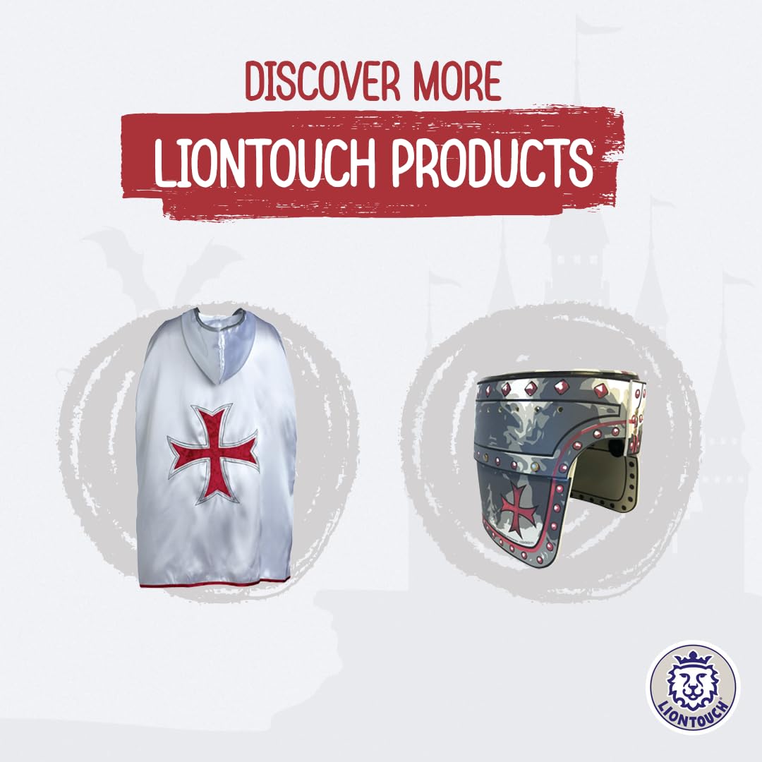 Liontouch kid playing quests with foam sword and shield for active, screen-free fun.