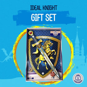 Liontouch Knight kids dress-up play scene with child wearing shield during adventurous role-play.